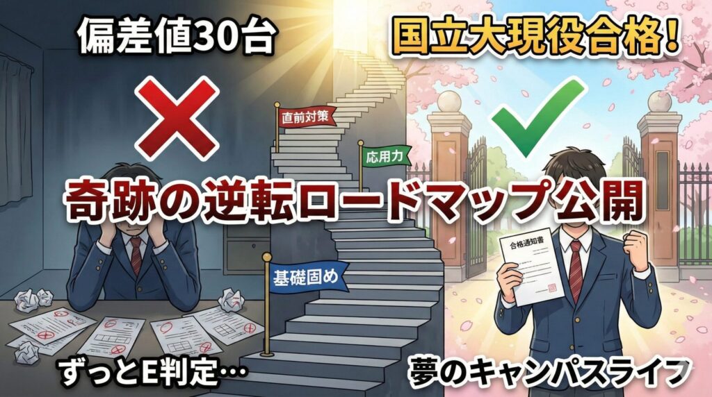 偏差値30から国立大へ！創業50年のプロが教える「逆転合格」ロードマップと科目別対策