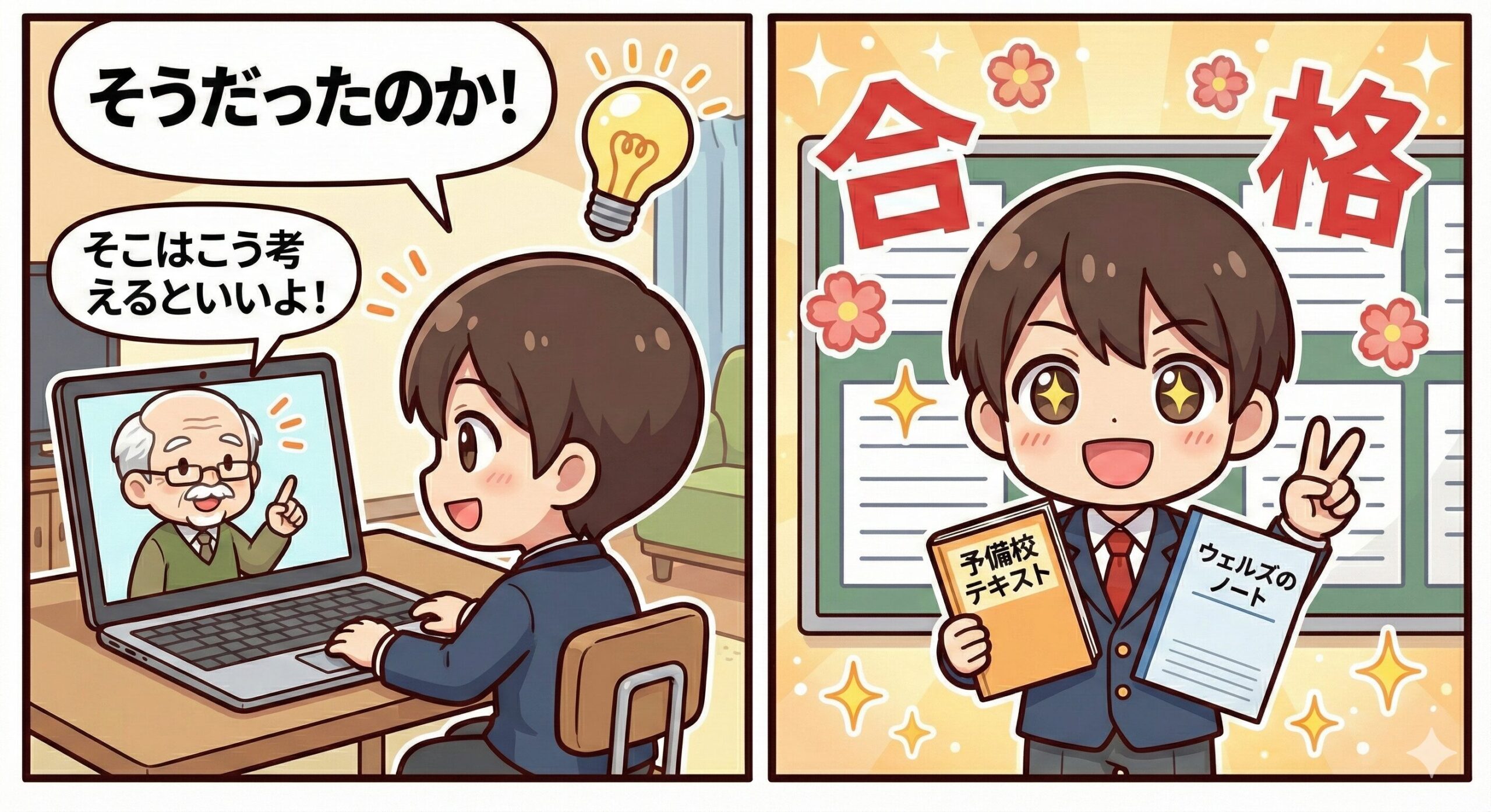 併用で解決した受験生の2コマ漫画