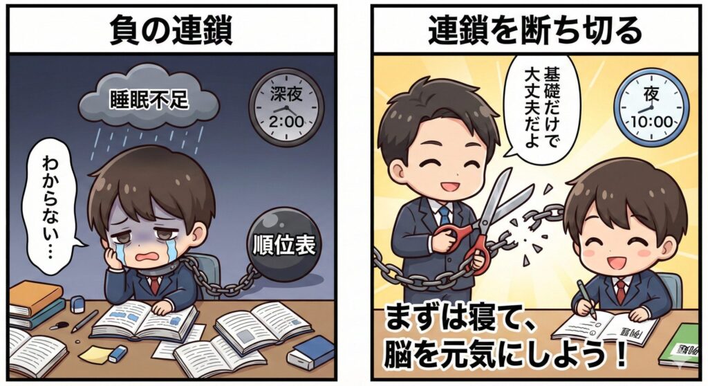 成績の固定化を断ち切る2コマ漫画