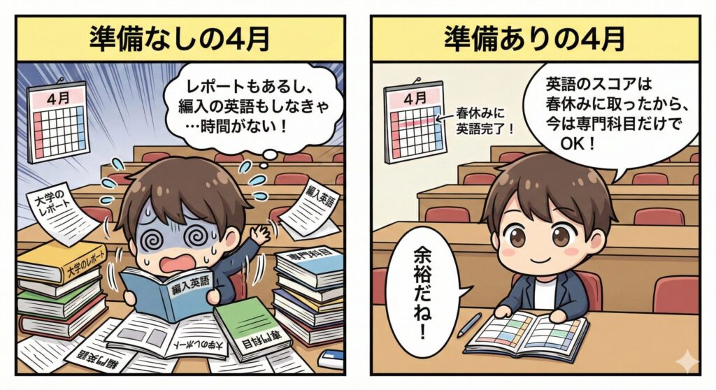 春休みの準備で4月がスムーズになる2コマ漫画