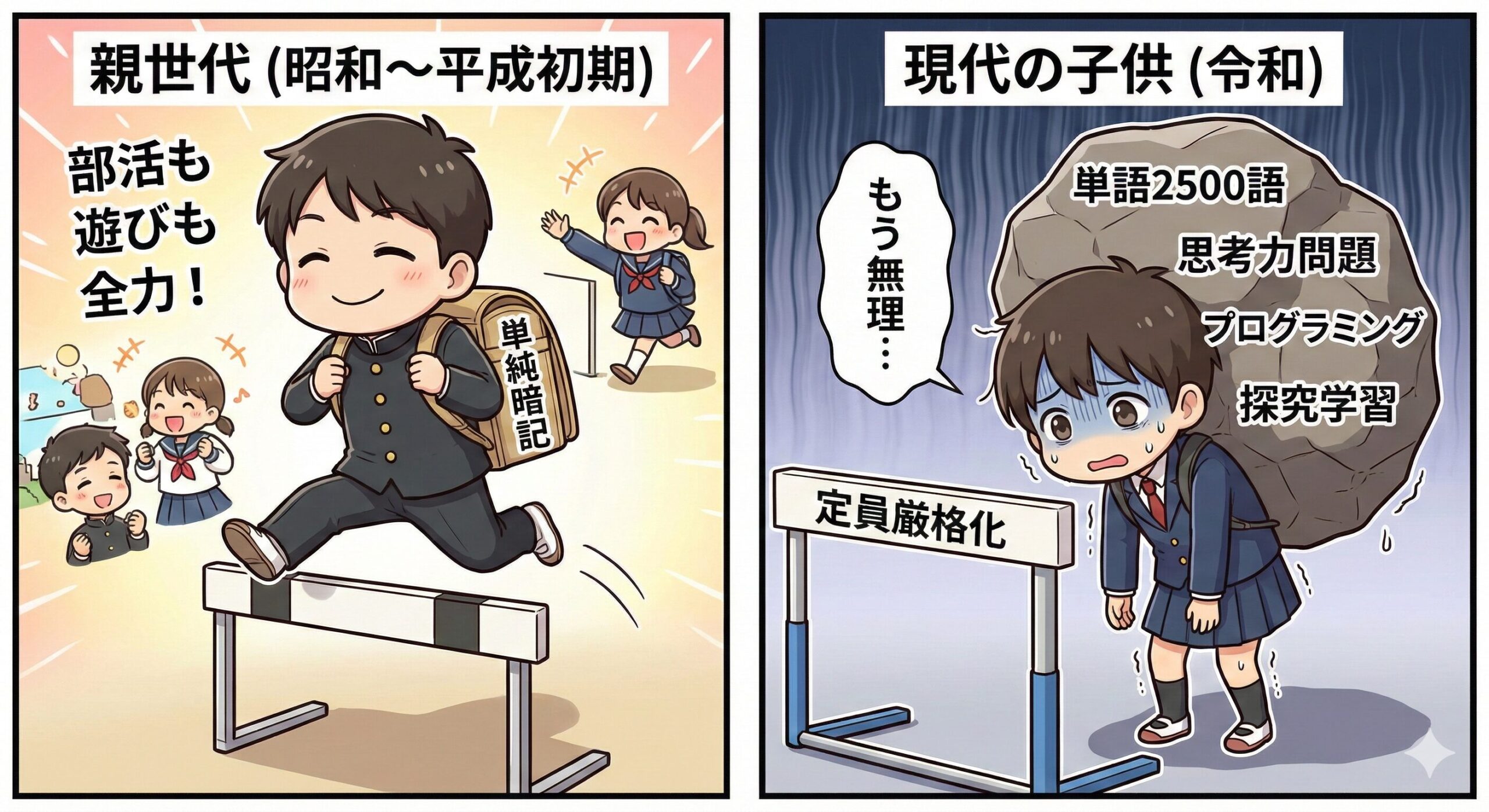 親世代と現代の負荷の違い