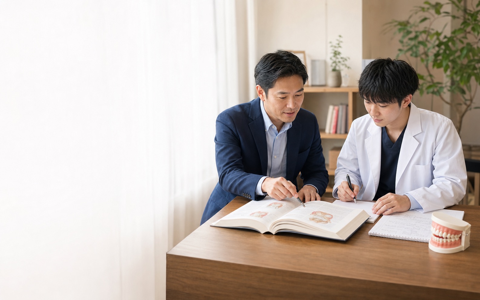 歯学部の参考書と向き合い進級・国家試験対策に取り組む学生