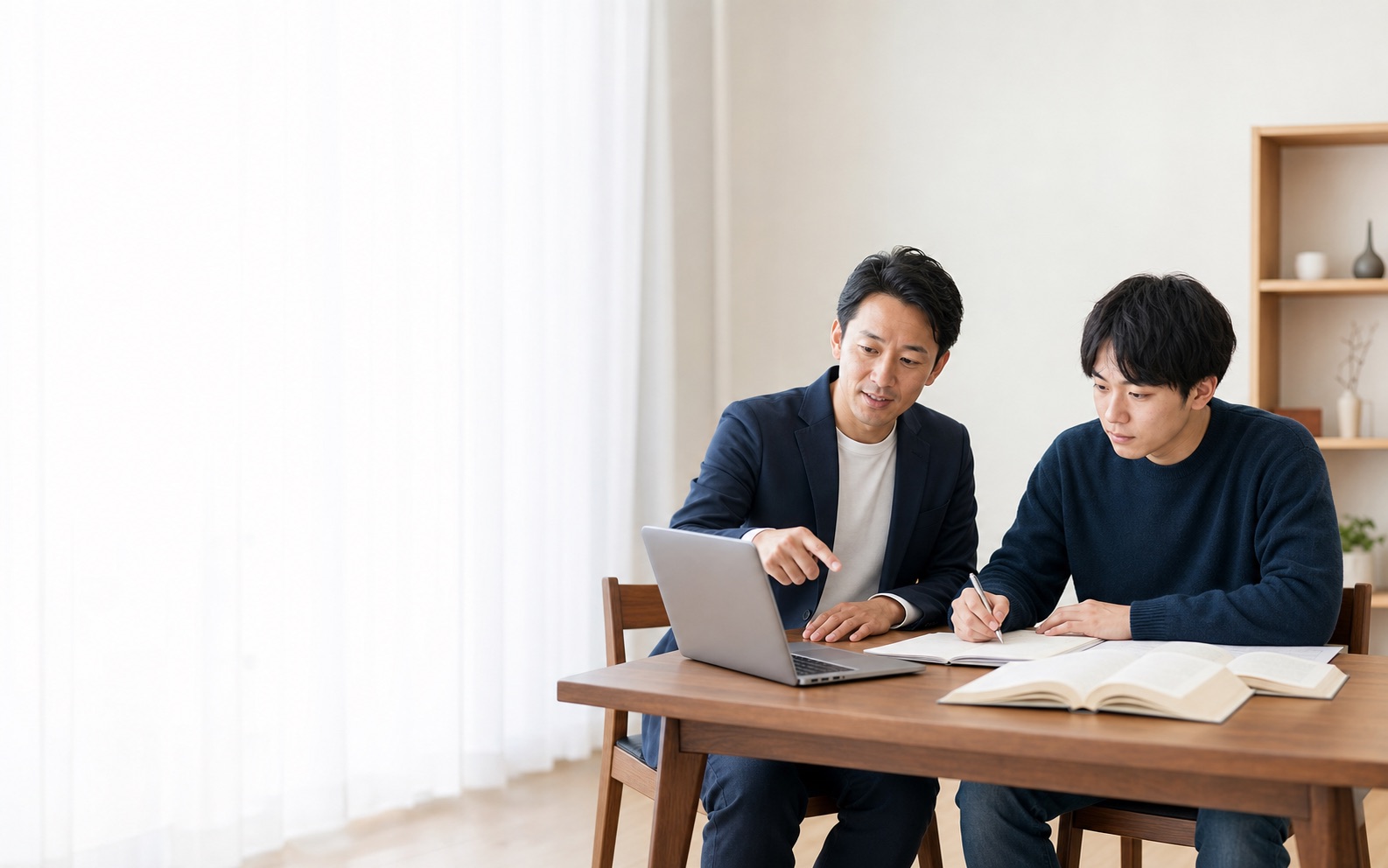 大学の教材と向き合い留年・単位取得対策に取り組む学生
