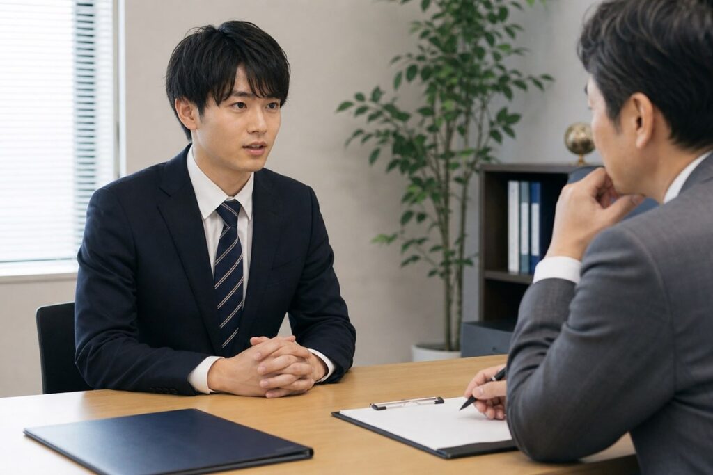 医療系学部の面接に向けて受け答えを確認している様子