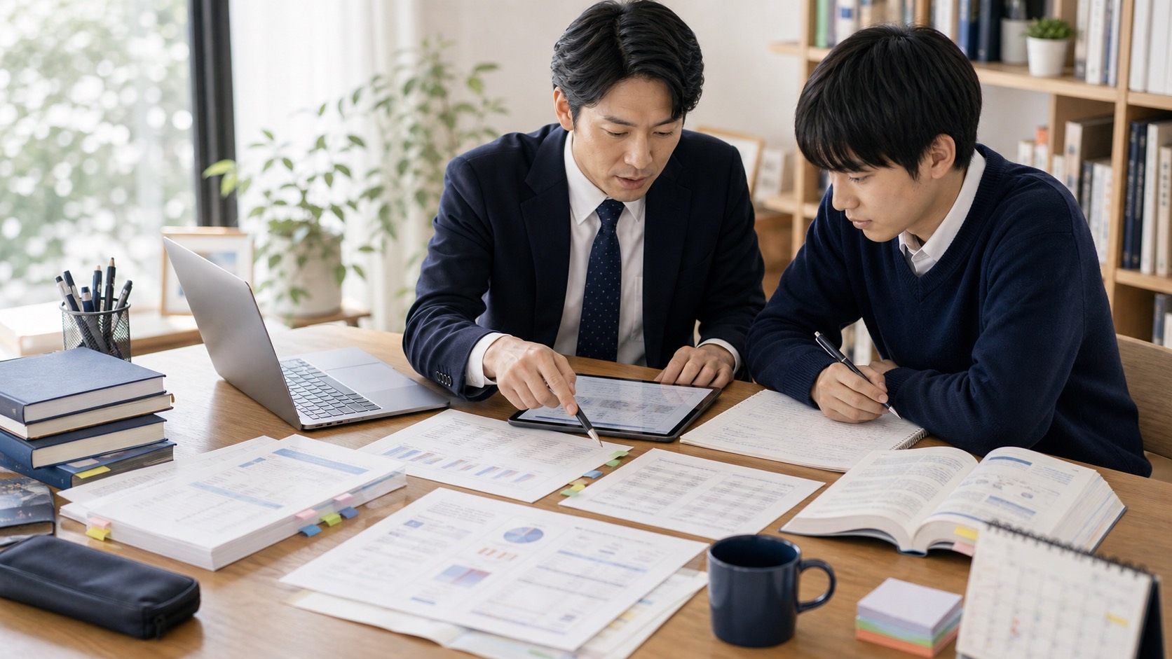 模試の答案と解説を見直す学習デスク