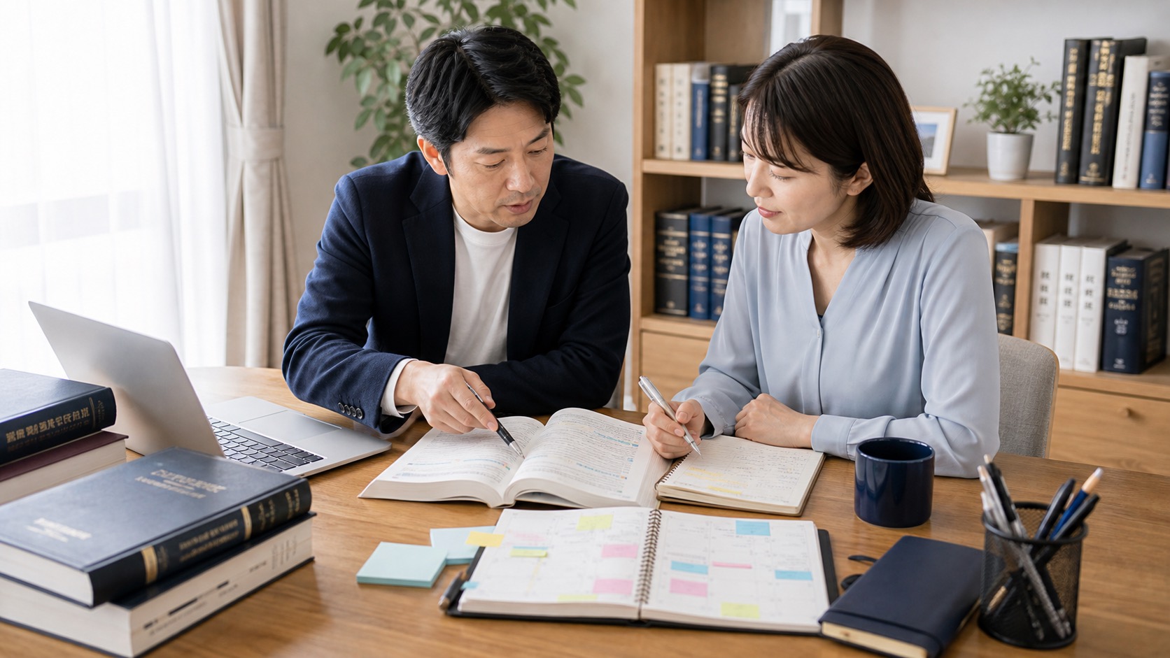 参考書やノートを広げて落ち着いて学習に取り組む様子